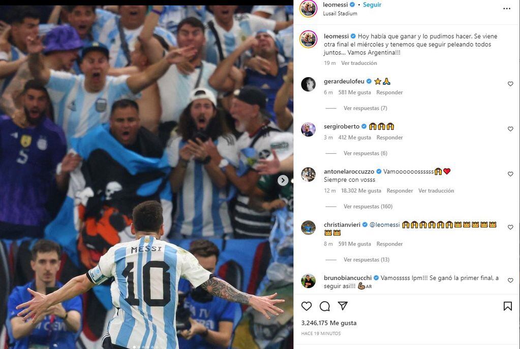 El post de Leo Messi tras el triunfo ante México.