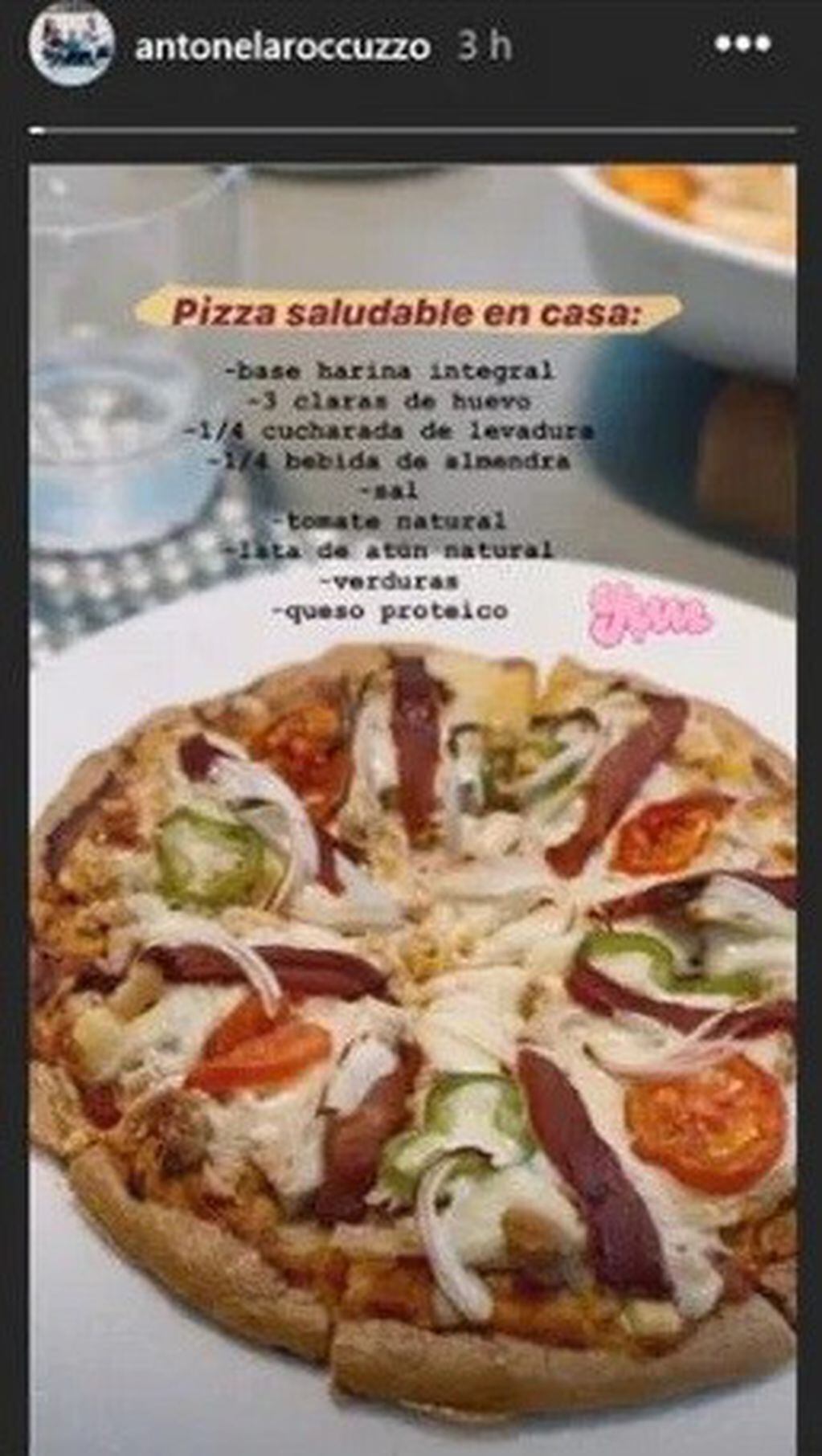 La pizza casera y saludable de Antonela Roccuzzo (Instagram/@antonelaroccuzzo)