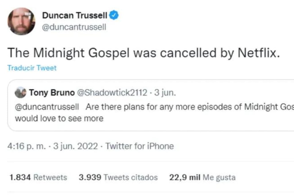 Duncan Trussell, uno de los co-creadores de la serie "The midnight gospel".