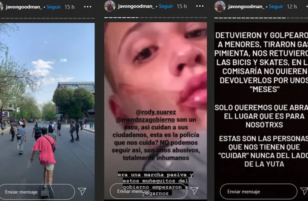 Los manifestantes que quisieron ingresar al Skatepark del Parque O'Higgins mostraron en las redes cómo fueron agredidos por los preventores de la Ciudad de Mendoza.