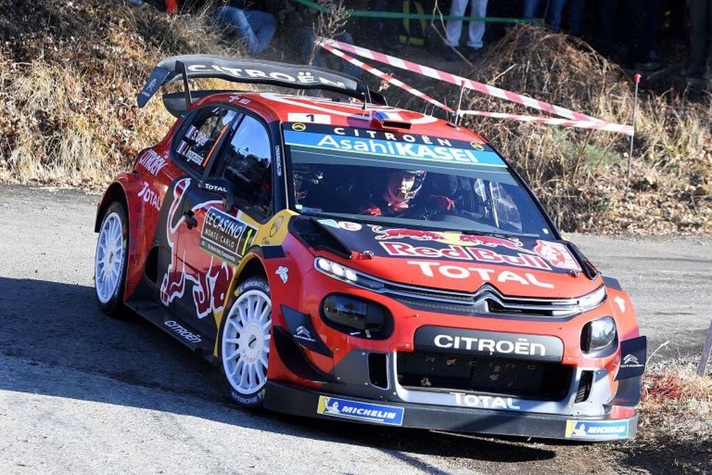 CORRECTION - French driver Sebastien Ogier and his co-pilot Julien Ingrassia of France, steers his Citroen C3 WRC on January 24, 2019 in Gap, southeastern France, during the shakedown of the 87th Rallye Automobile Monte-Carlo race, the opening stage of the WRC world rally championship. (Photo by JEAN-PIERRE CLATOT / AFP) / “The erroneous mention[s] appearing in the metadata of this photo by JEAN-PIERRE CLATOT has been modified in AFP systems in the following manner: [Citroën C3 WRC] instead of [Hyundai i20 WRC ]. Please immediately remove the erroneous mention[s] from all your online services and delete it (them) from your servers. If you have been authorized by AFP to distribute it (them) to third parties, please ensure that the same actions are carried out by them. Failure to promptly comply with these instructions will entail liability on your part for any continued or post notification usage. Therefore we thank you very much for all your attention and prompt action. We are sorry fo montecarlo monaco  carrera rally de montecarlo automovilismo piloto pilotos en la carrera