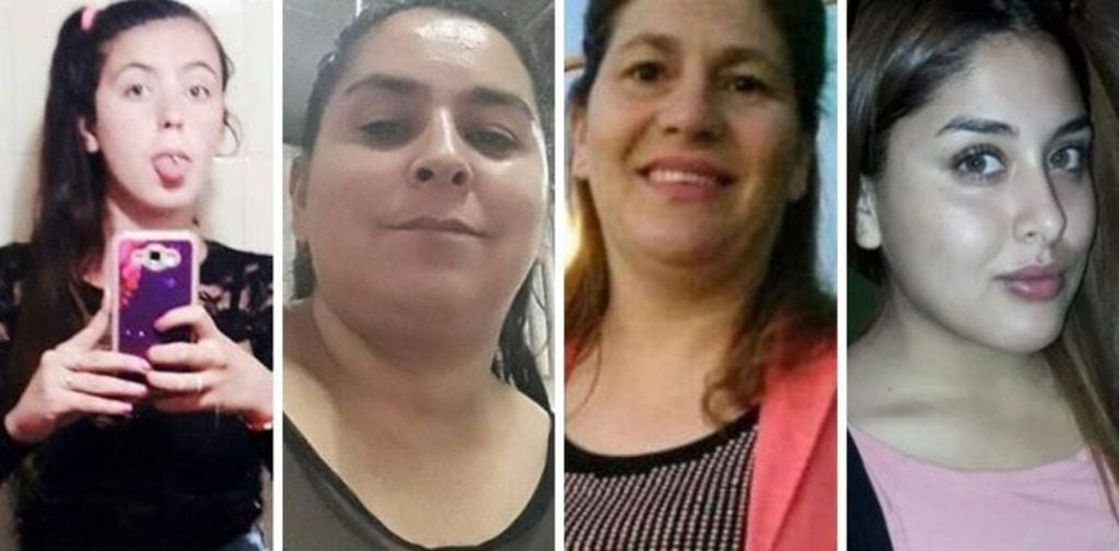 Víctimas del femicidio: Navila Garay, Vanesa Caro, Cecilia Burgadt y Cielo López. Las cuatro fueron asesinadas el último fin de semana.