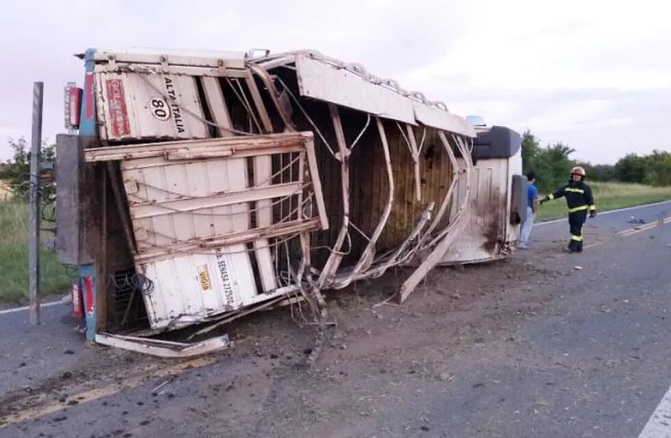 Volcó un camión con hacienda en La Pampa (Infopico)