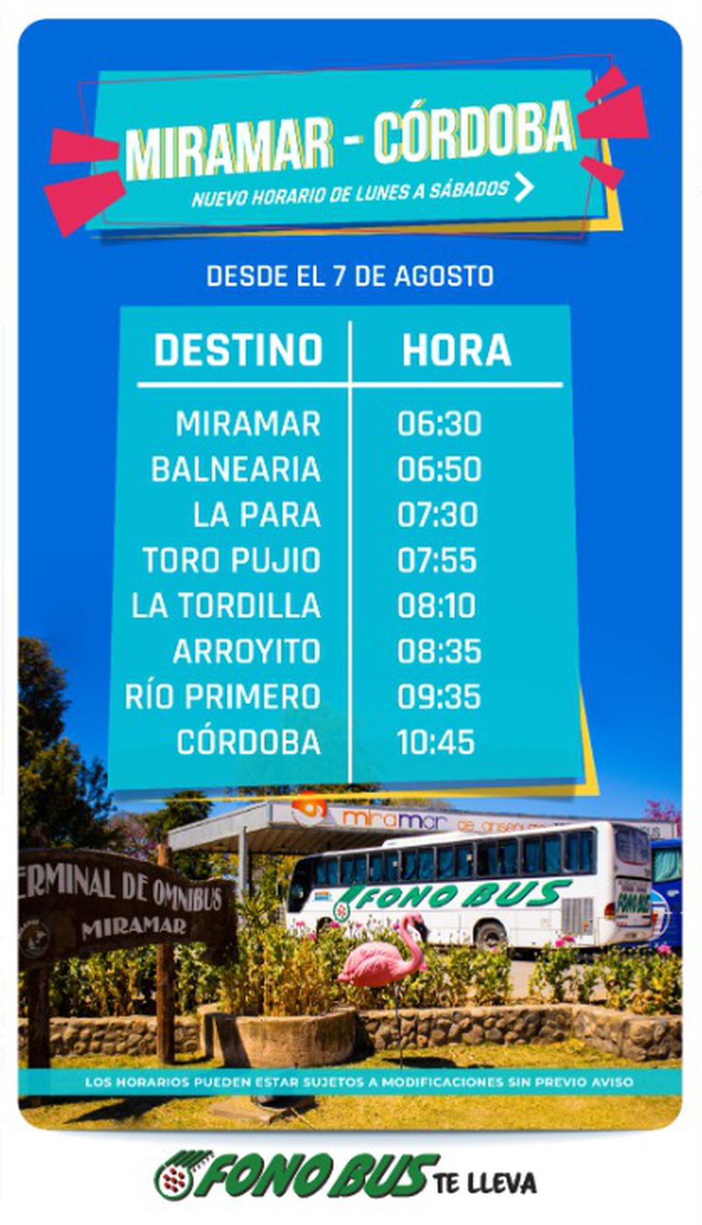 Fonobus Miramar a Córdoba horarios