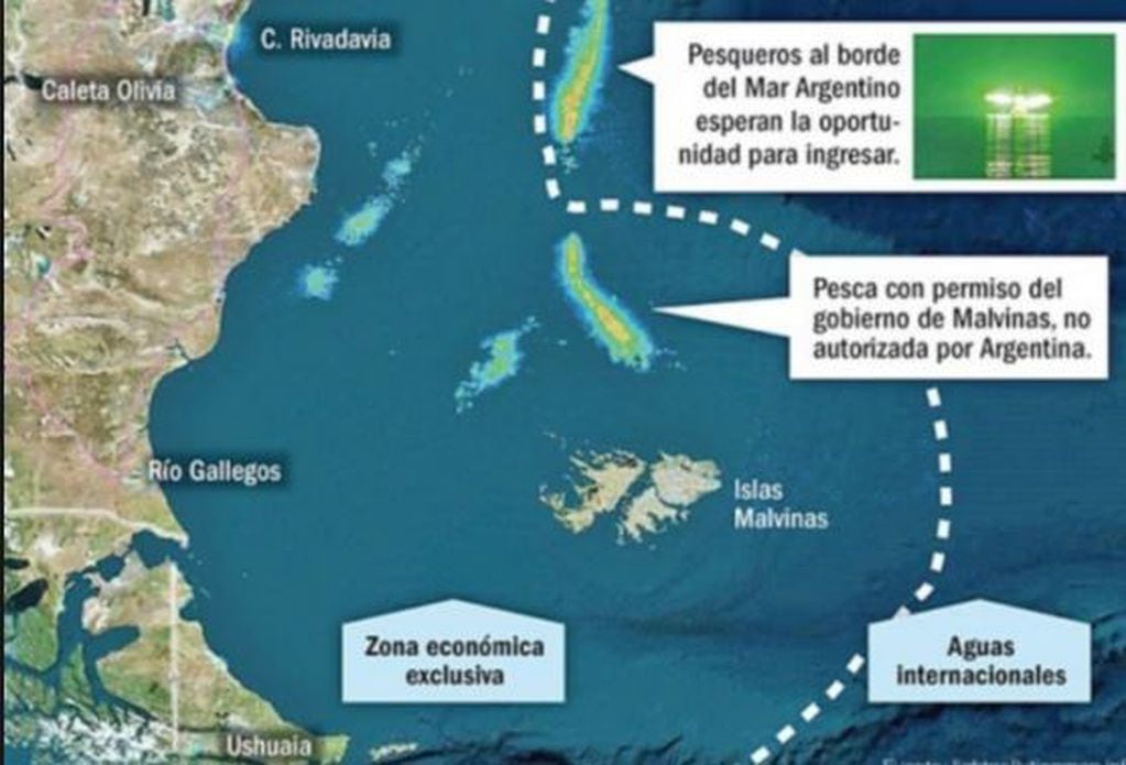 Imagen satéñite de la pesca Ilegal en Mar Argentino.