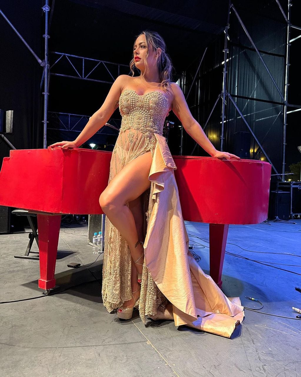 Larissa Riquelme lució un impactante vestido para un evento de Navidad.