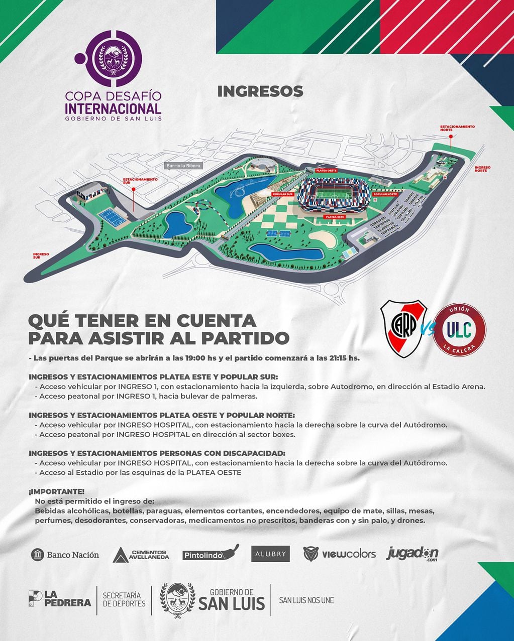 River vs Unión La Calera en San Luis. Información útil.