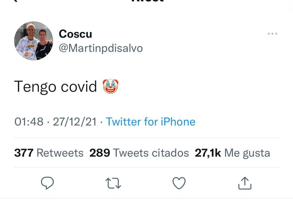 Coscu comunicó que tiene Covid y obliga a aislarse a la comunidad de streamers.