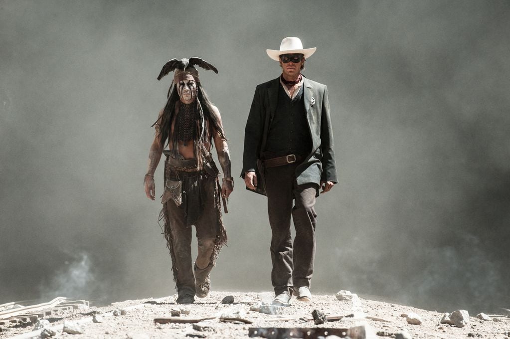 "El llanero solitario". Johnny Depp as Tonto and Armie Hammer as The Lone Ranger.