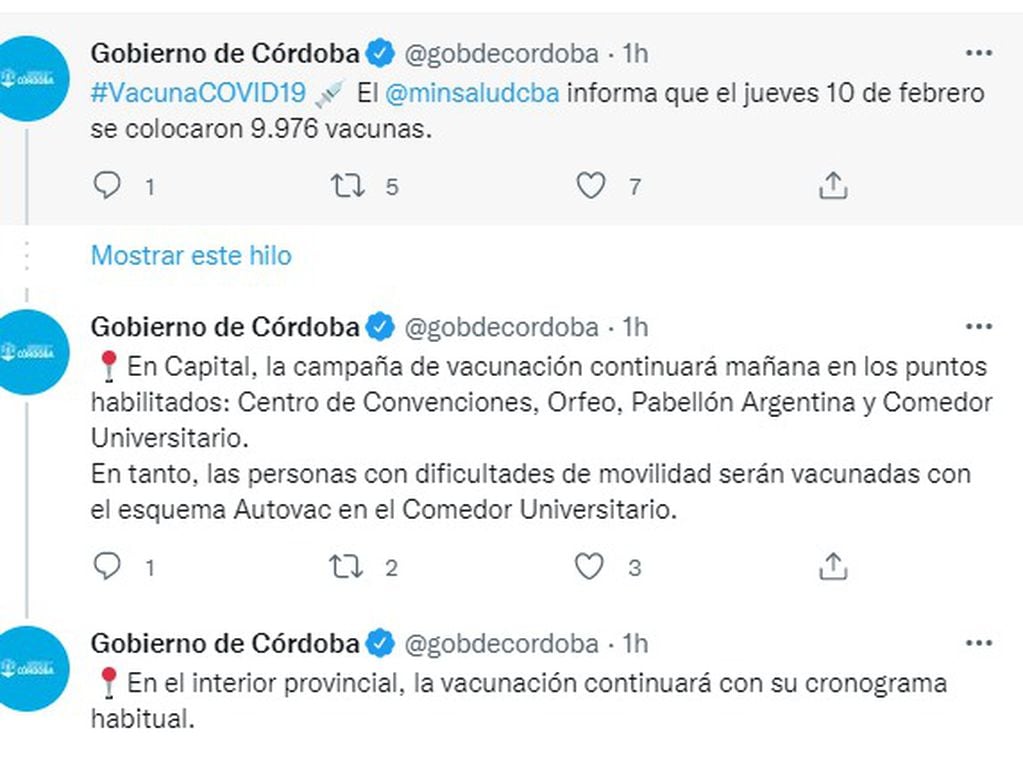 La campaña de vacunación en Córdoba contra el COVID sigue este viernes.