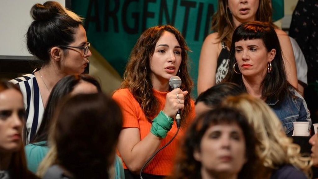 El momento de la denuncia pública junto al colectivo de actrices argentinas.