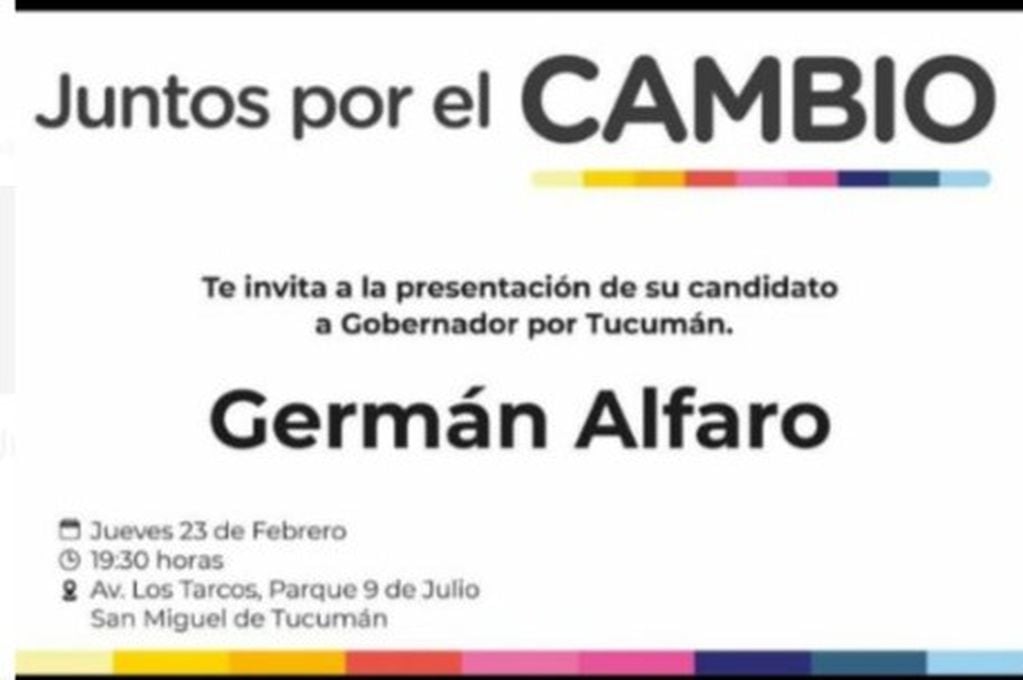 Germán Alfaro lanza su candidatura a gobernador de la provincia.