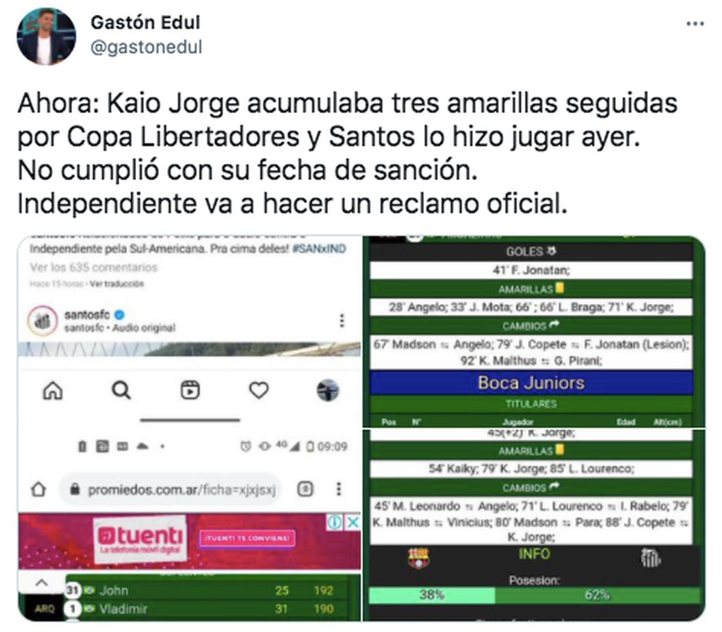 Independiente pedirá los puntos por la mala inclusión del goleador de Santos.