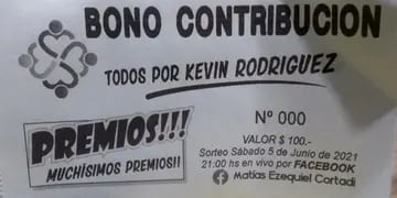 Lanzan un bono contribución a beneficio Kevin Rodríguez