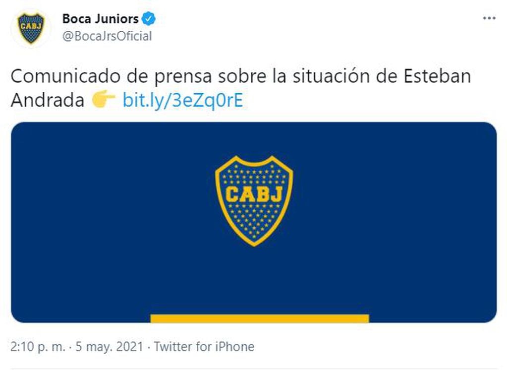 Boca emitió un comunicado sobre el caso Esteban Andrada.