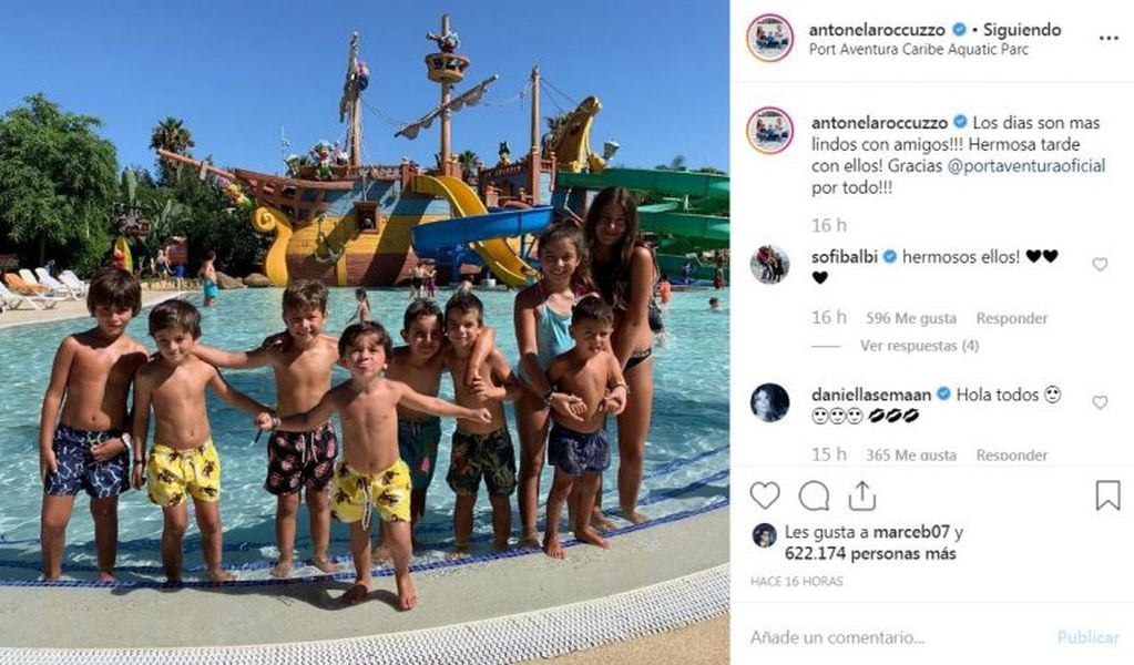 Mateo Messi y sus amiguitos a puro sol en Port Aventura. (Instagram)