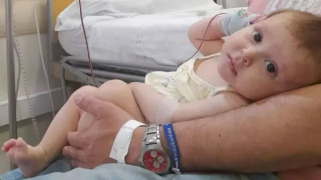 Camila Lonegro, la bebé de ocho meses de General Acha, que necesita el trasplante de médula ósea.