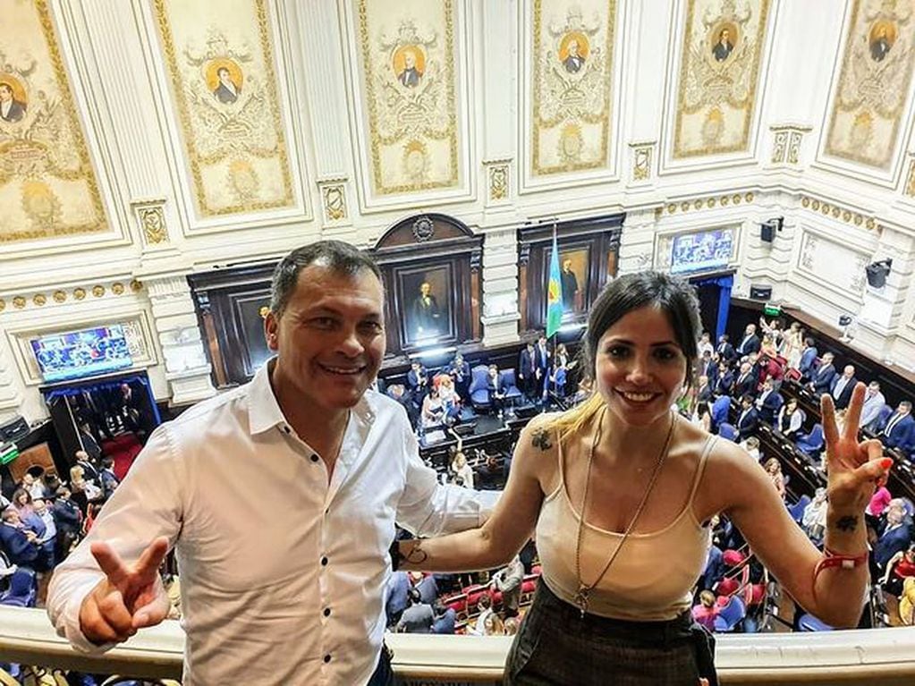 Romina Uhrig y Walter Festa en el Congreso de la Nación
