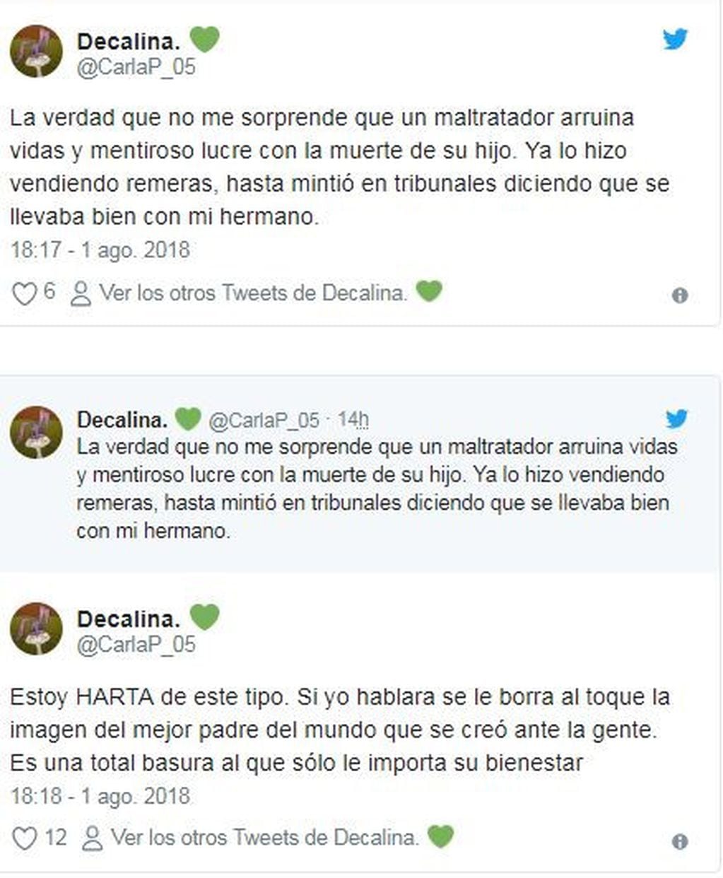 Los tuits de Carla Pastorizzo contra Gustavo, su padre, por postularse para trabajar en la TV italiana.
