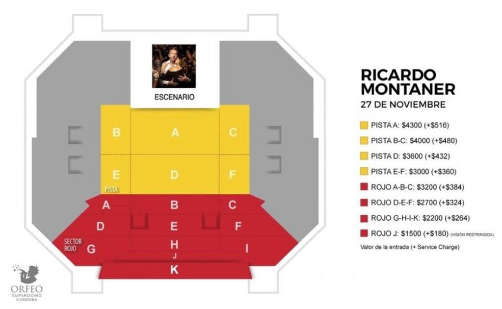 Ubicaciones para ver a Montaner en Córdoba