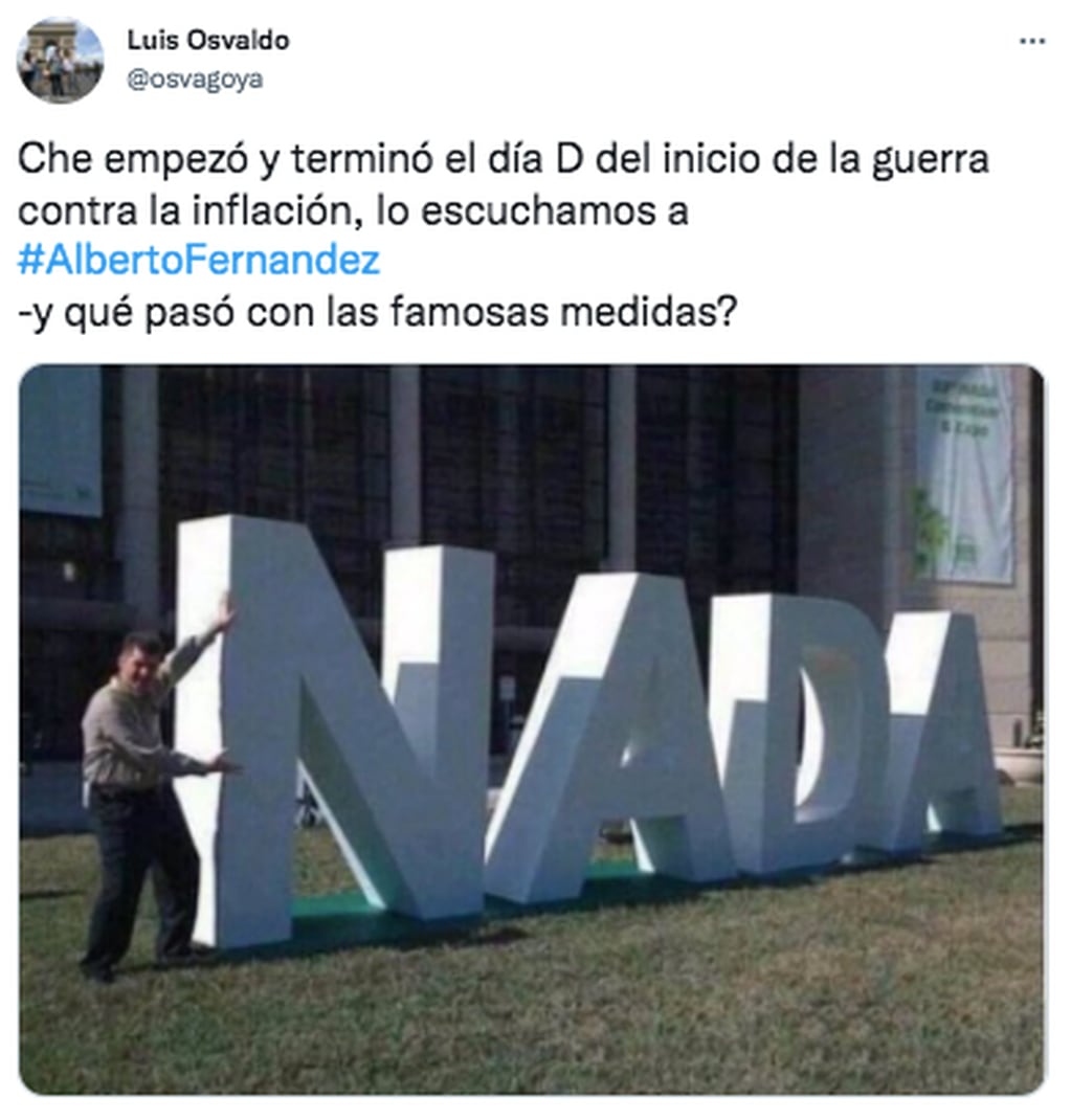 Los mejores memes de Alberto Fernández y su discurso sobre la Guerra contra la Inflación.