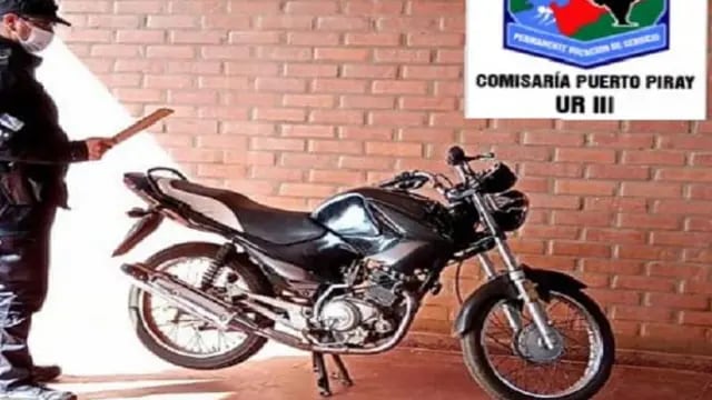 Motocicleta robada a un delivery fue recuperada en Puerto Piray