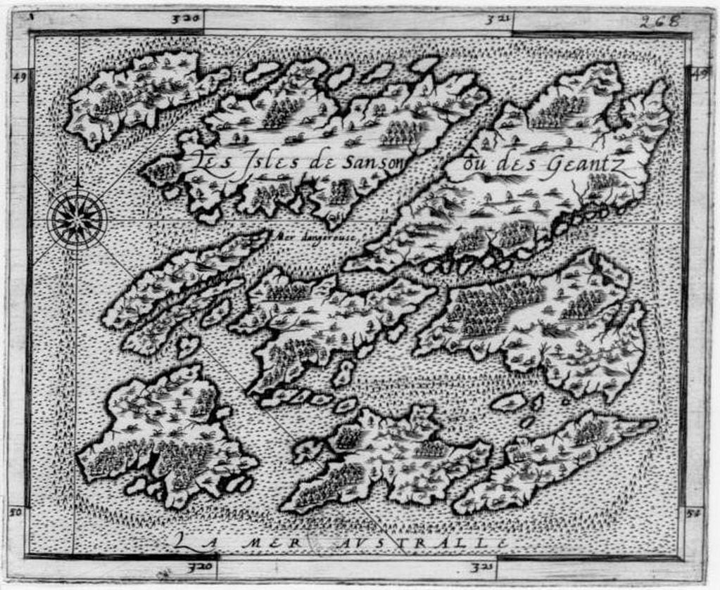Primer mapa específico de las islas realizado en 1520, por Andrés de San Martín (Piloto-cosmógrafo de origen dudoso franco-portugués) .