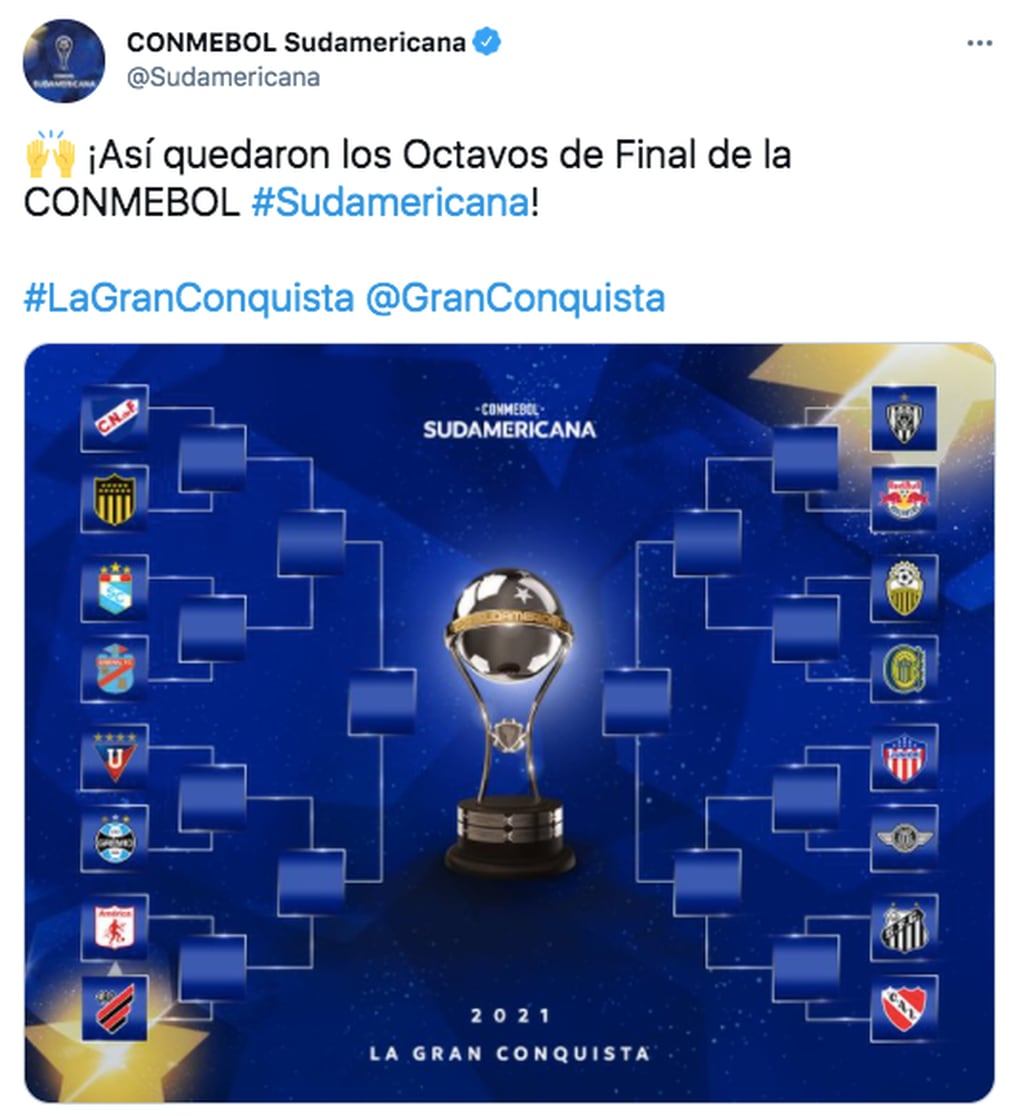 Se definió el cuadro de los octavos de final de la Copa Sudamericana.