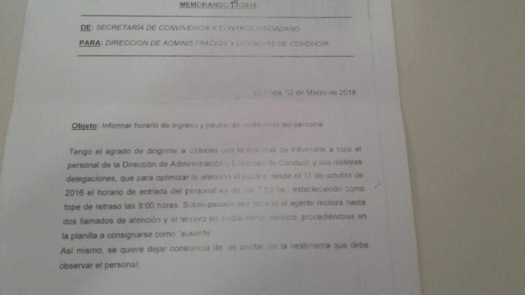 Acta de la Secretaría de Convivencia y Control Ciudadano.