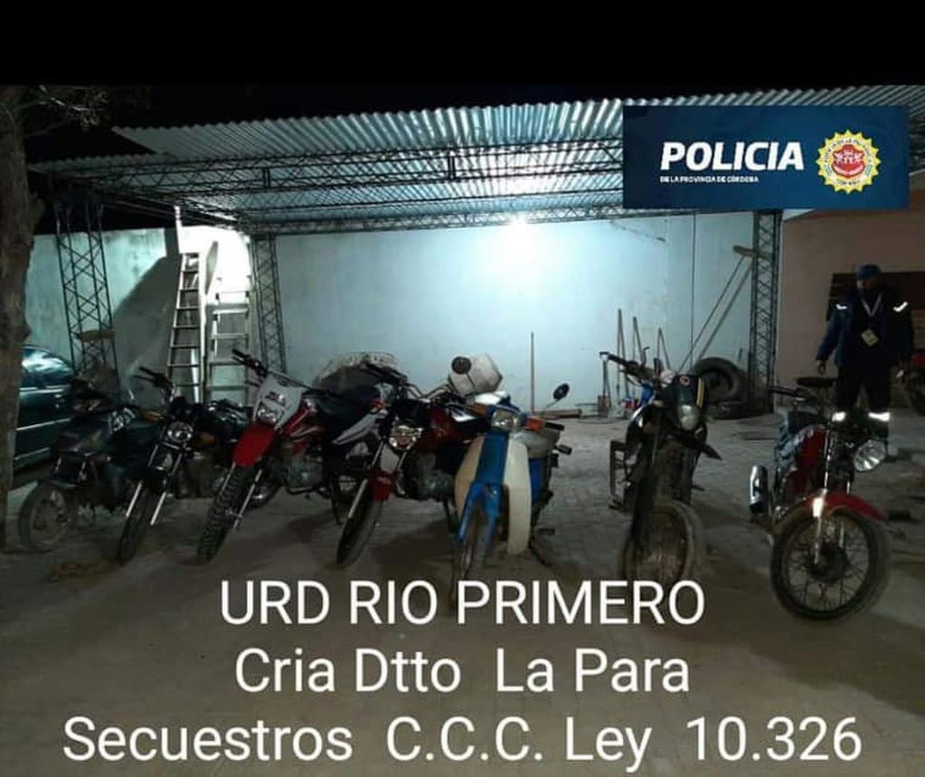 Motos secuestradas en operativo preventivo La Para (URD Río Primero)