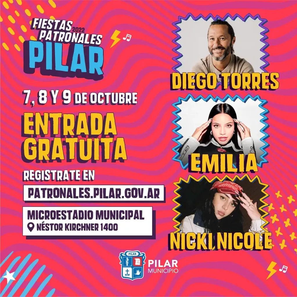 Nicki Nicole y Emilia Mernes se presentarán gratis en las Fiestas Patronales en Pilar