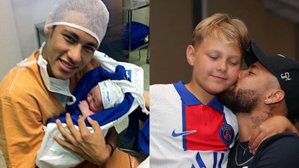 Neymar con su hijo recién nacido y hoy.