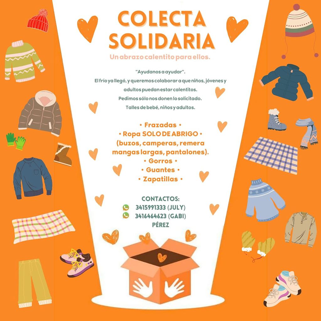 Flyer de colecta solidaria para la ciudad de Pérez