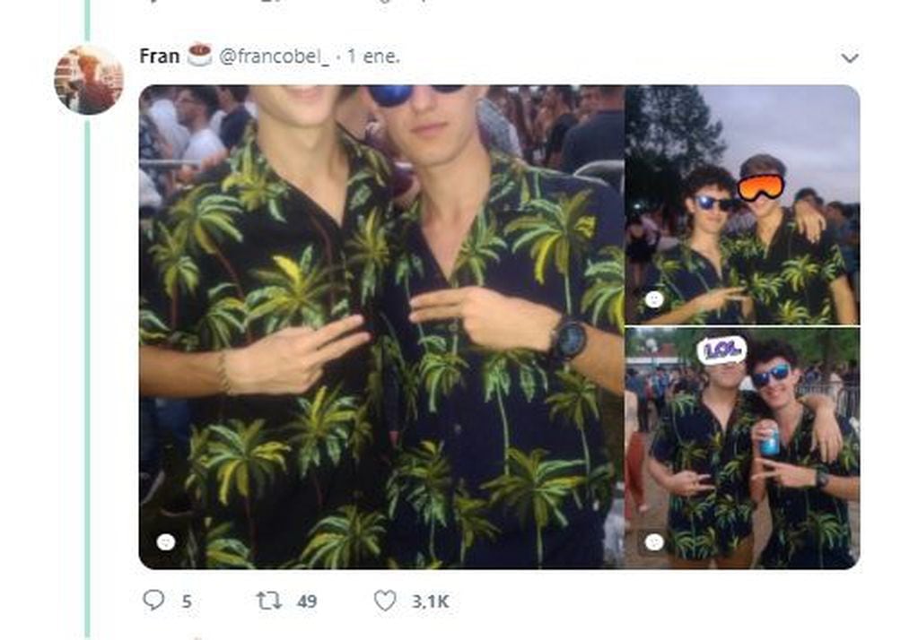 El hilo viral de la camisa con palmeras que fue furor en Twitter durante el fin de semana (Foto: Twitter/ @francobel_)