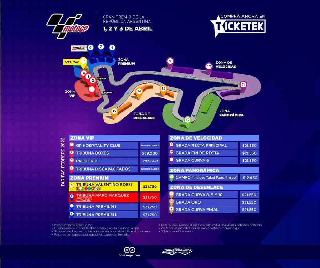 Entradas para el Gran Premio de Argentina de MotoGP 2022 en Termas.