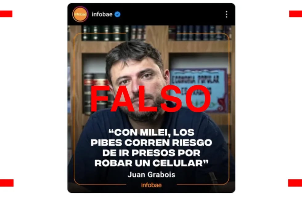 Es falsa la supuesta placa de Infobae con un textual de Juan Grabois sobre la inseguridad y Javier Milei.