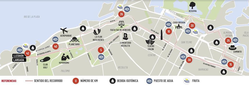 La maratón de Buenos Aires termina y empieza en el lugar habitual: avenida Figueroa Alcorta y Monroe, en Palermo (gentileza: Asociación Ñandú)