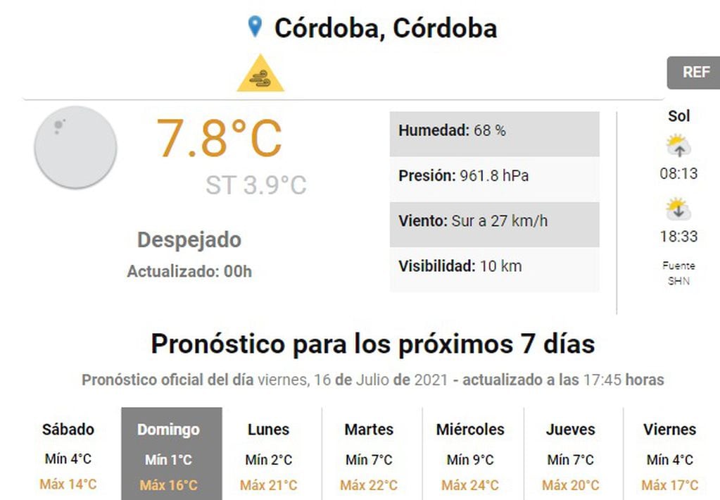 El fin de semana se viene fresquito en Córdoba.