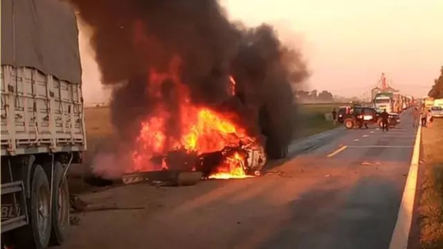 Choque, incendio y dos muertos en la Ruta 91