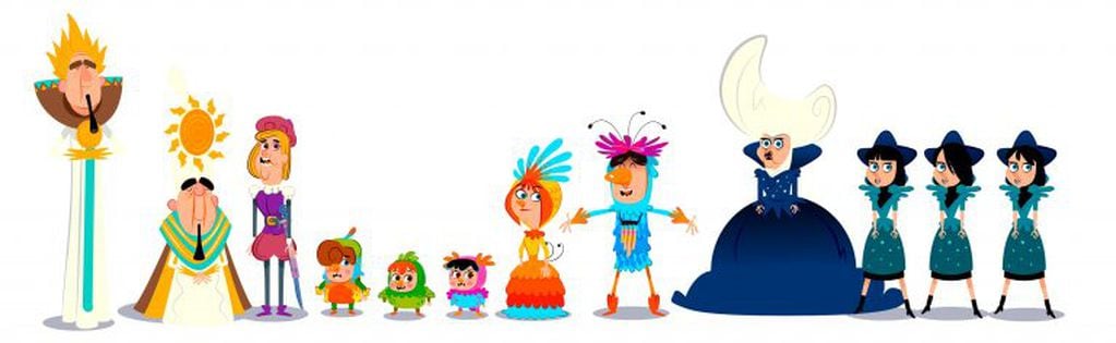 Personajes de la ópera "La Flauta Magica", creados por el estudio de animación El Birque.