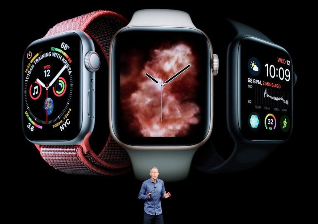 El Apple Watch Series 4 tiene una pantalla 30% más grande que el modelo anterior. Foto: AP.