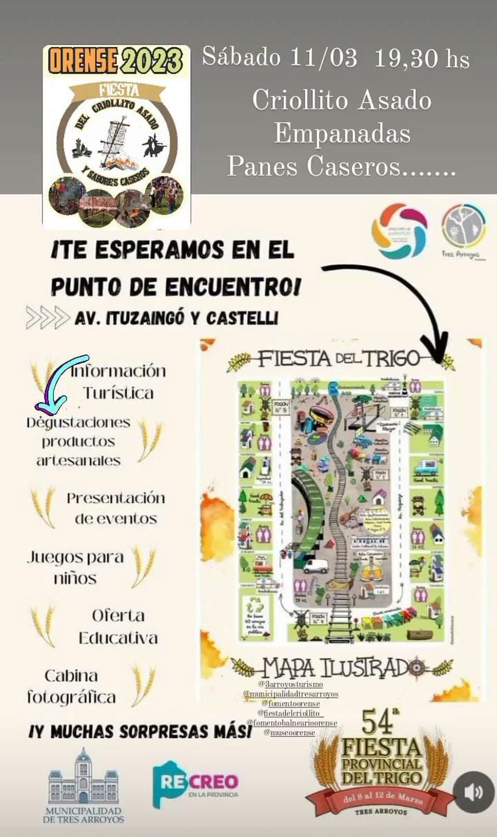 Fiesta Provincial del Trigo 2023: Orense promociona la Fiesta del Criollito Asado y Sabores Caseros