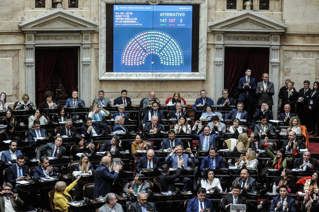 Votación en Diputados de la "ley Bases" y el paquete fiscal. Foto Federico Lopez Claro 
