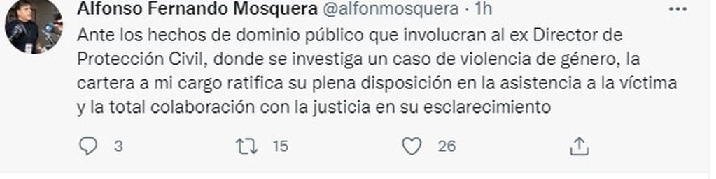 El ministro Alfonso Mosquera, sobre el escándalo en torno a la renuncia de Diego Concha.