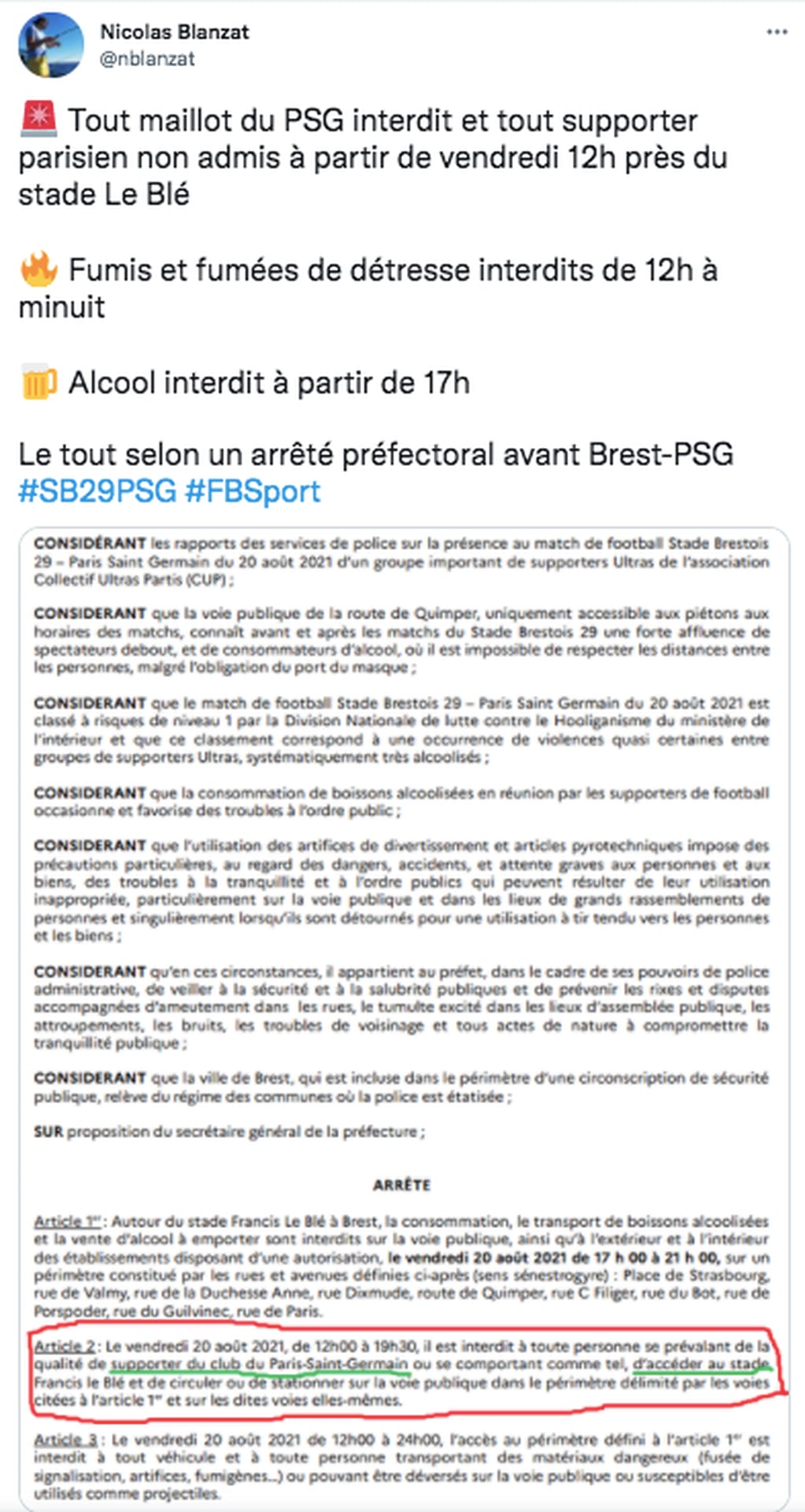 Las medidas restrictivas para el duelo entre el Brest y PSG.