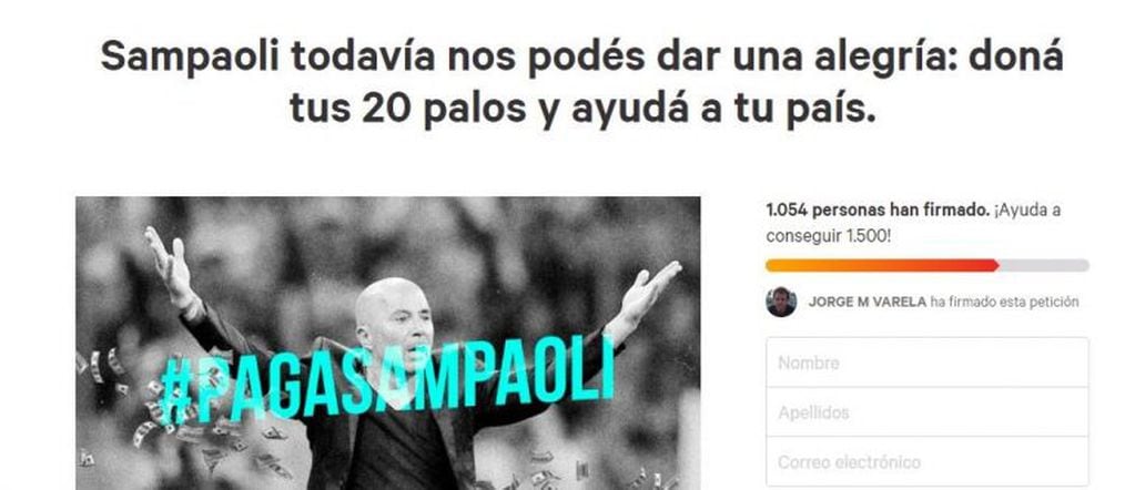#PagaSampaoli, la campaña para que el DT done la cláusula millonaria que cobraría en caso de que rescindan su contrato con la Selección.