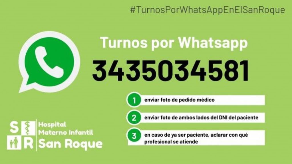 Instructivo linea de Whatsapp Hospital San Roque