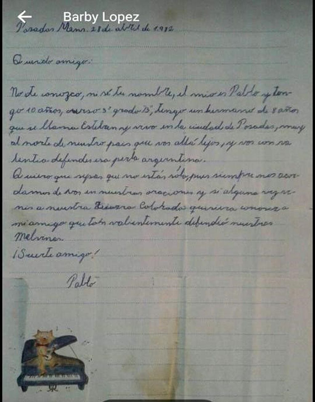 Carta escrita por Pablo.