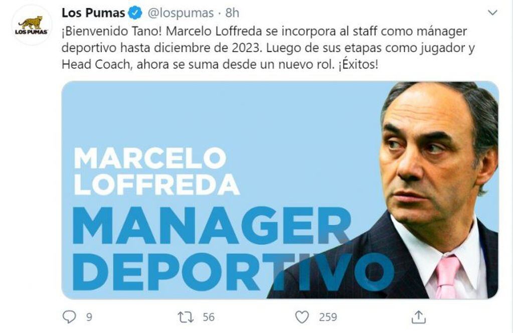 El anuncio de Los Pumas (Captura Twitter)
