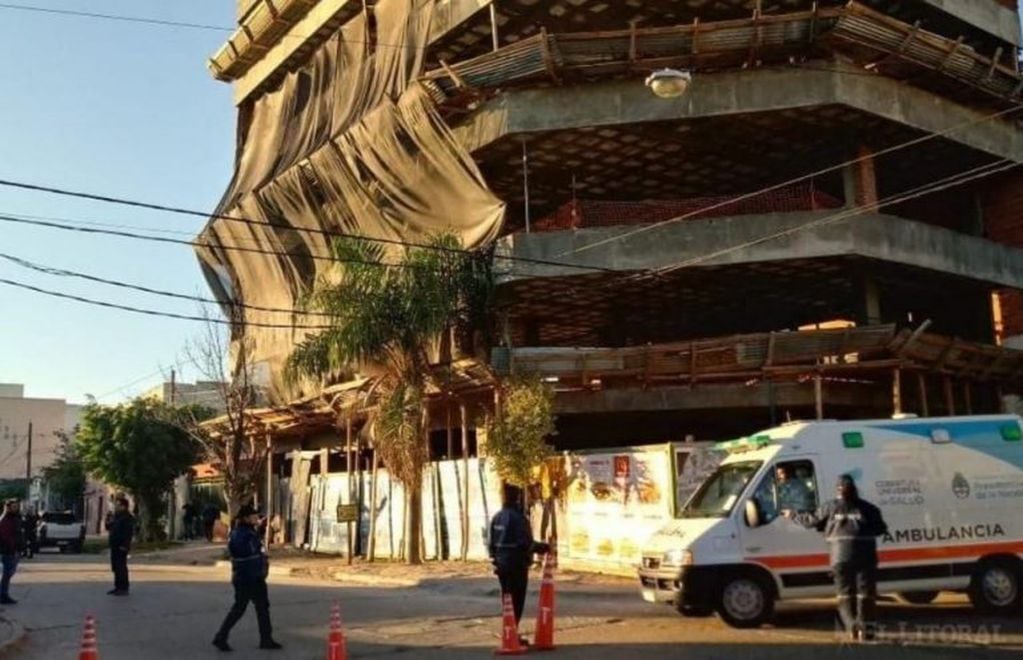 Un obrero cayó del quinto piso de una obra en construcción. (Foto: El Litoral)